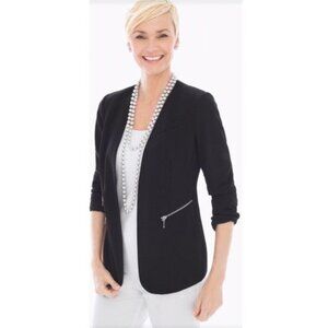 Chicos Textured Knit Modern Blazer in Black color